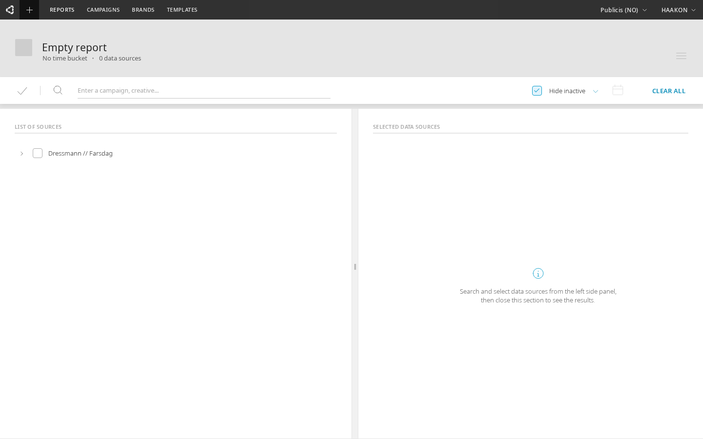 Data source selection view